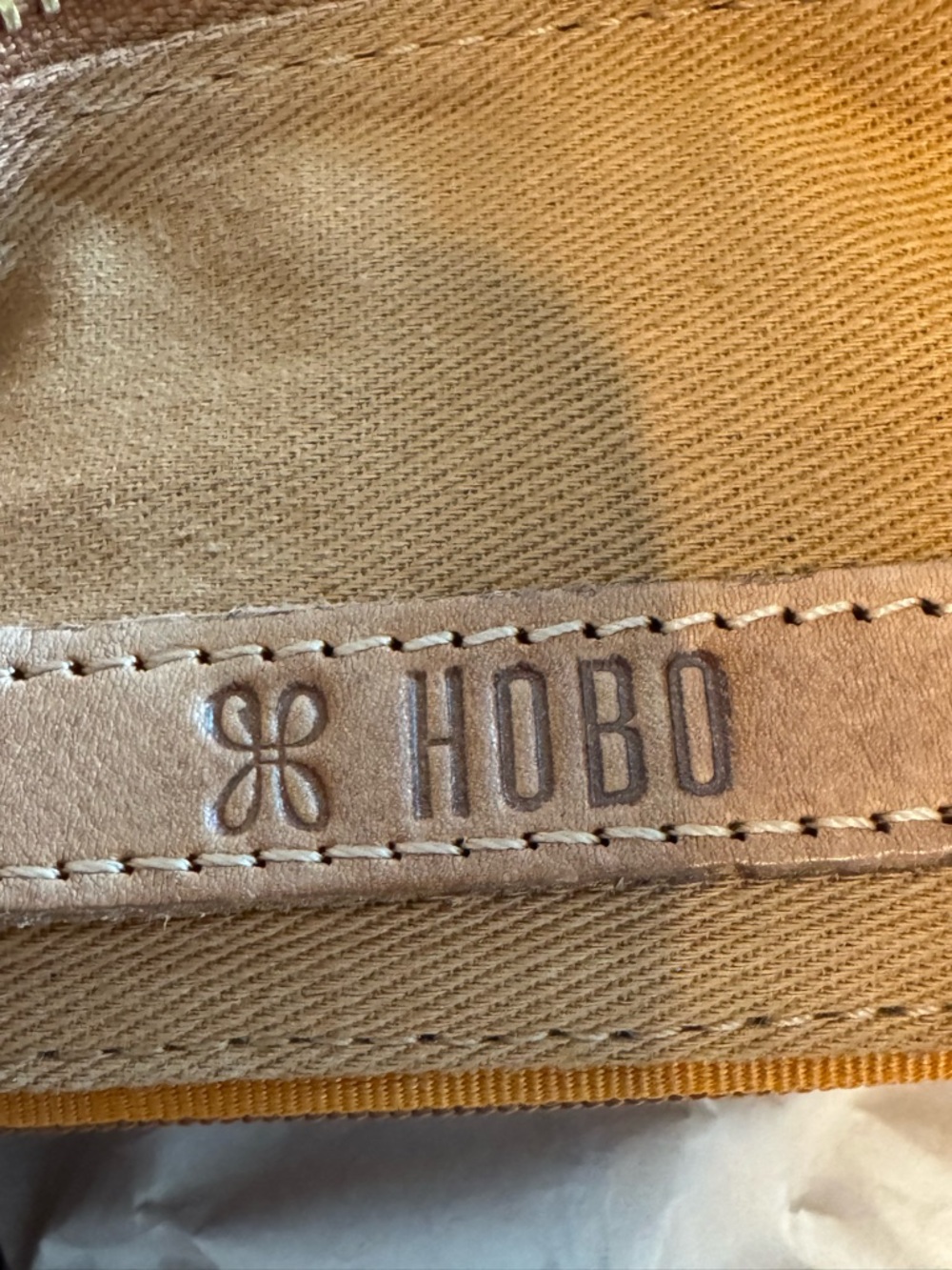 HOBO Cognac Leather Shoulder Bag Woven Handle Crossbody - Picture 2 of 8